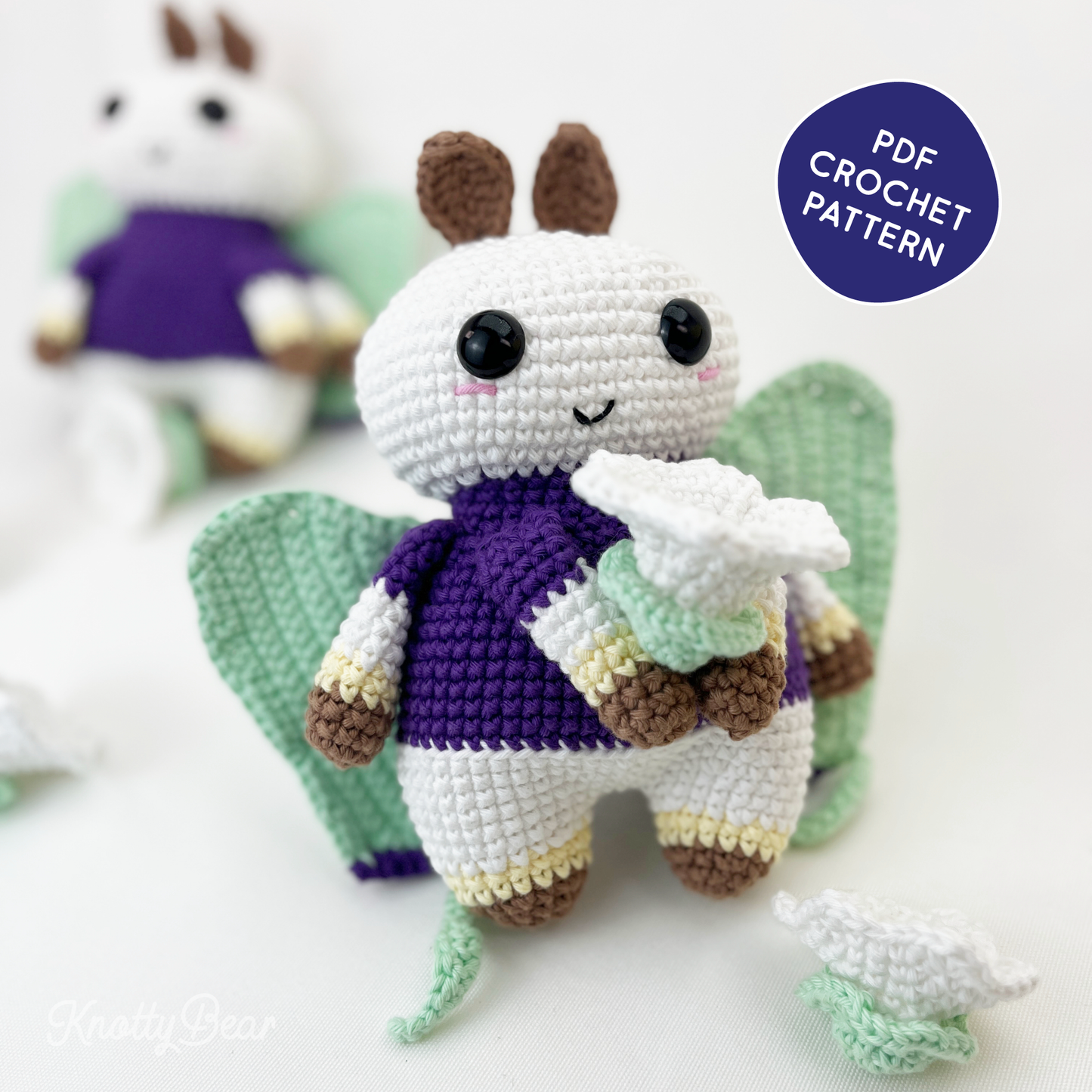 Lucia the luna moth - PDF crochet pattern