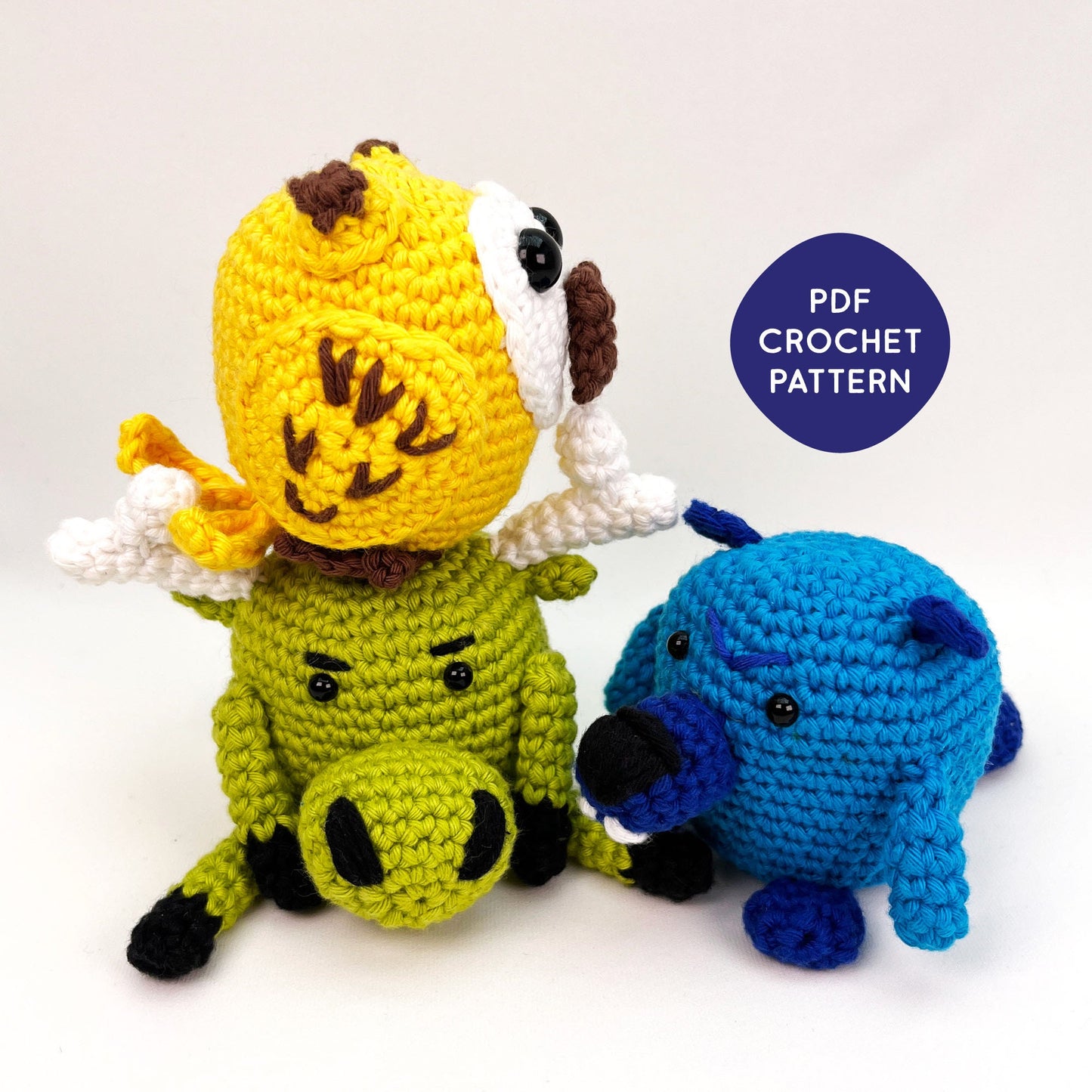 Pigi, Woody & Stu -PDF crochet pattern