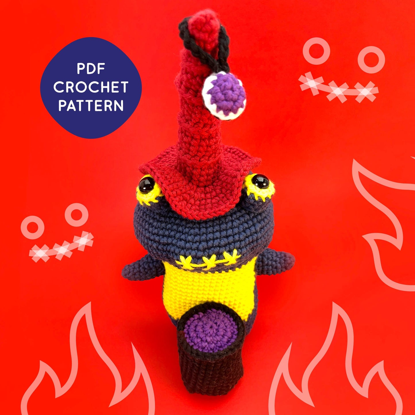 Ezi the yellow spotted salamnder - PDF crochet pattern