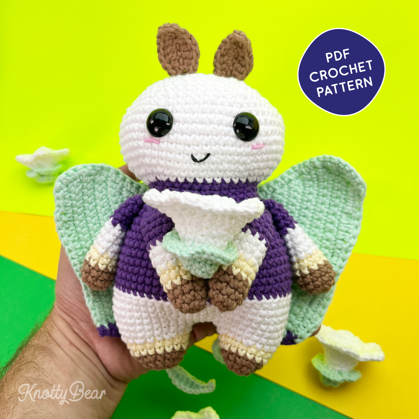 Lucia the luna moth - PDF crochet pattern